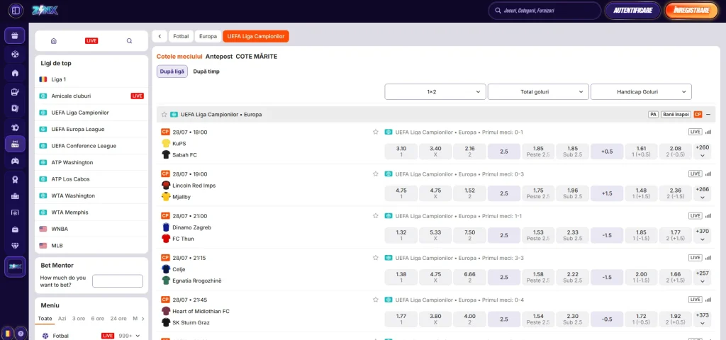 Zinx – pariuri live pe fotbal
